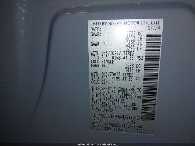 1N6ED1EK3RN646639 Nissan Frontier Pro-4x 4x4