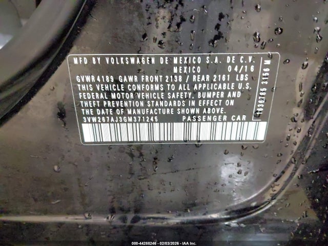 3VW267AJ3GM371245 Volkswagen Jetta 1.4t S