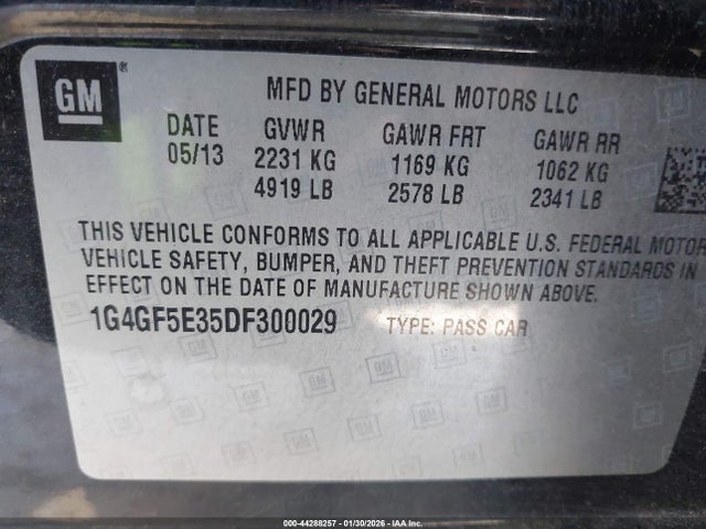 44288257 :رقم المزاد ، 1G4GF5E35DF300029 vin ، 2013 Buick Lacrosse Premium 1 Group مزاد بيع
