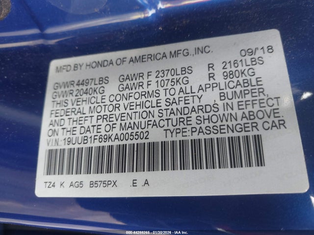 Acura TLX 2019 19UUB1F69KA005502 Image 9