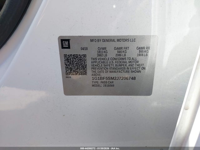 1G1BF5SM2J7206748 Chevrolet Cruze Premier Auto