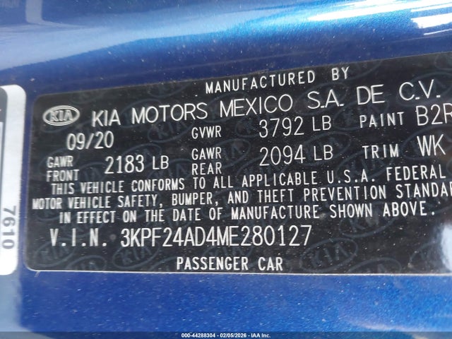 KIA Forte Lxs 2021 3KPF24AD4ME280127 Image 9
