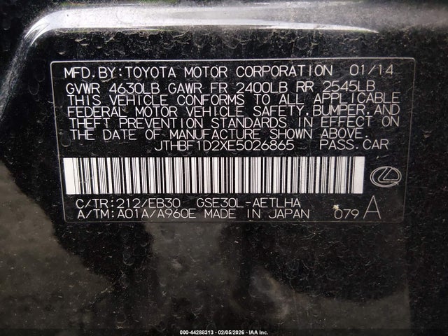 Lexus IS 250 2014 JTHBF1D2XE5026865 Image 9