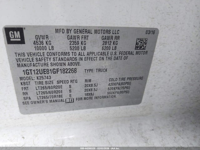 1GT12UE81GF182268 GMC Sierra 2500hd Denali