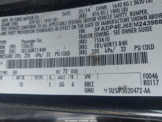 Ford FIESTA SE 2014 3FADP4EJ6EM243988 Image 9