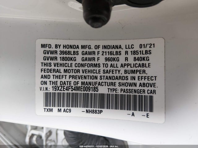 Honda INSIGHT EX 2021 19XZE4F54ME009185 Image 9