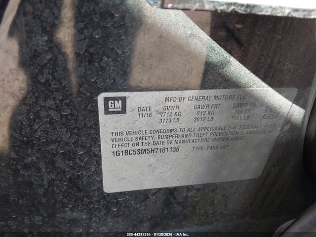 1G1BC5SM5H7181136 Chevrolet Cruze Ls Auto