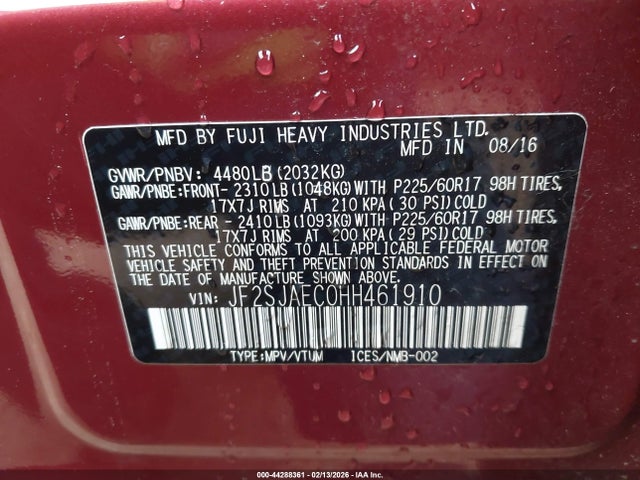 Subaru Forester 2.5i Premium 2017 JF2SJAEC0HH461910 Image 9
