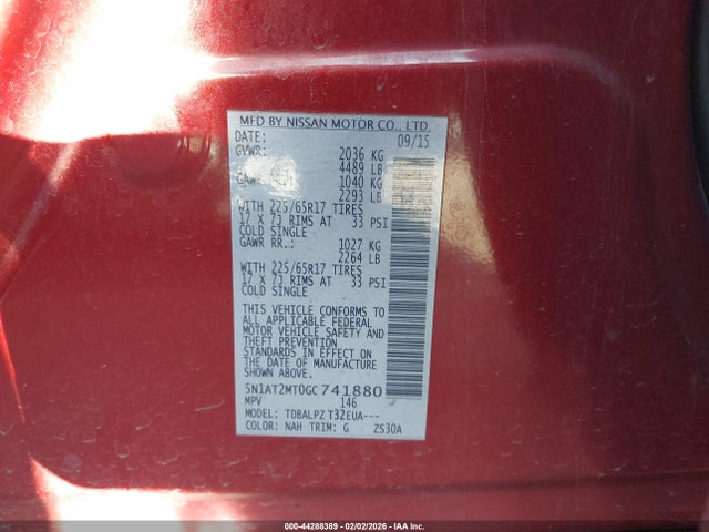 5N1AT2MT0GC741880 Nissan Rogue S/sl/sv