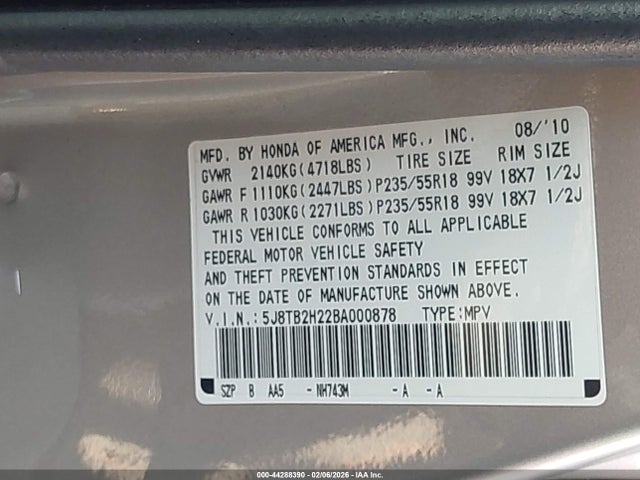 2011 ACURA RDX 5J8TB2H22BA000878 Photo 8