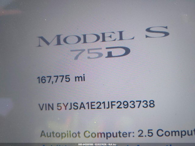 Tesla Model S 100d/75d/p100d 2018 5YJSA1E21JF293738 Image 15