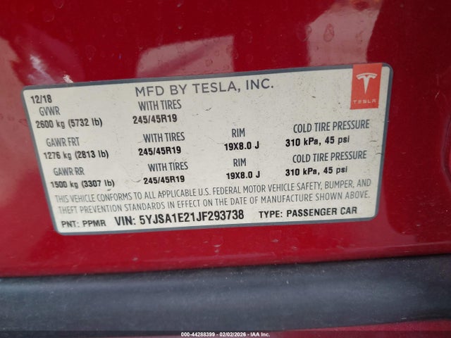 2018 TESLA MODEL S 5YJSA1E21JF293738 Photo 8