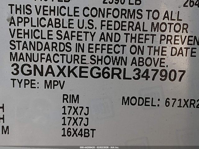 3GNAXKEG6RL347907 Chevrolet Equinox Fwd Lt