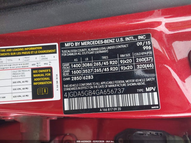 4JGDA5GB4GA656737 Mercedes-Benz Gle 400 4matic