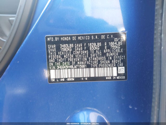 3HGGK5H48LM715981 Honda FIT LX