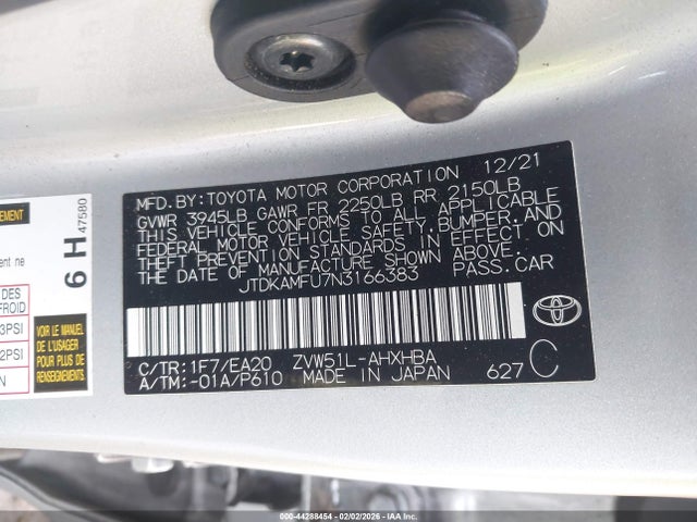 JTDKAMFU7N3166383 Toyota Prius Nightshade Edition