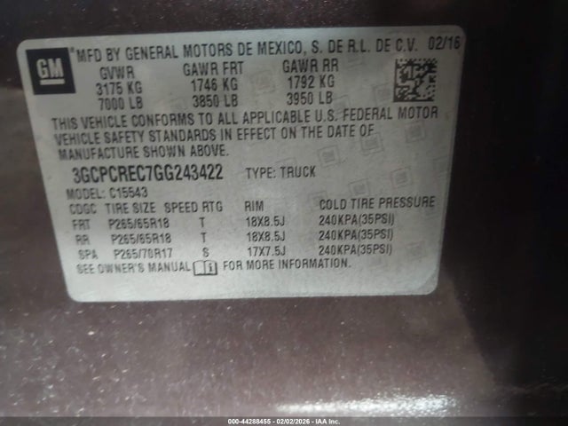 3GCPCREC7GG243422 Chevrolet Silverado 1500 1lt