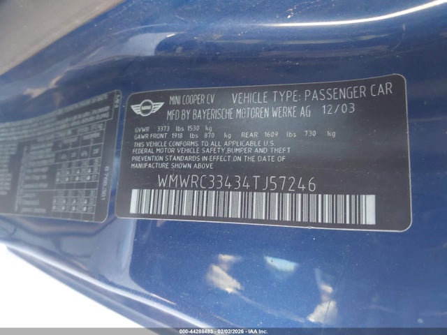 2004 MINI COOPER WMWRC33434TJ57246 Photo 8
