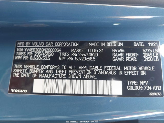 YV4ED3GB9N2000364 Volvo C40 Recharge Pure Electric P8 Ultimate