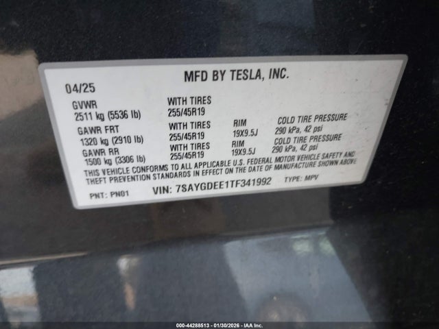 7SAYGDEE1TF341992 Tesla Model Y Long Range Launch Series/premium All-wheel Drive