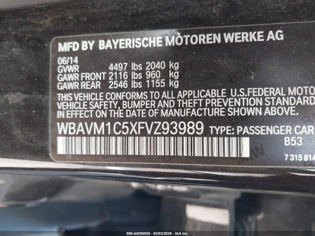 WBAVM1C5XFVZ93989 BMW X1 Sdrive28i