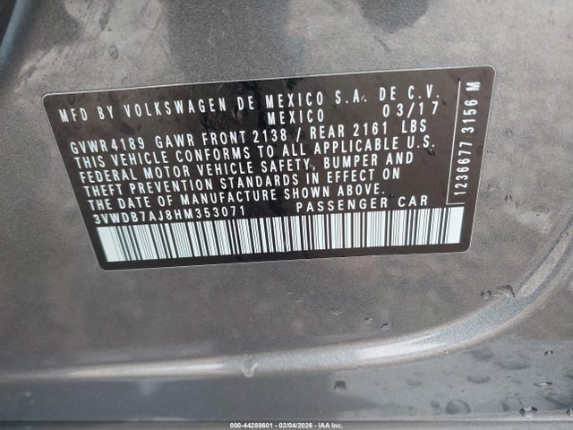3VWDB7AJ8HM353071 Volkswagen Jetta 1.4t Se