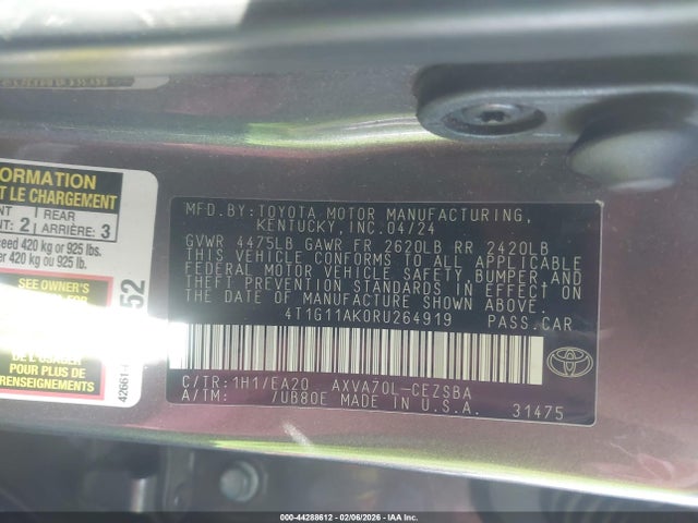 4T1G11AK0RU264919 Toyota CAMRY SE
