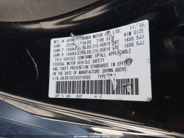 2006 HONDA CR-V JHLRD78826C018668 Photo 8