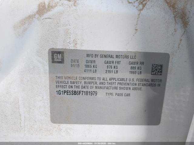1G1PE5SB6F7181979 Chevrolet Cruze 2lt Auto