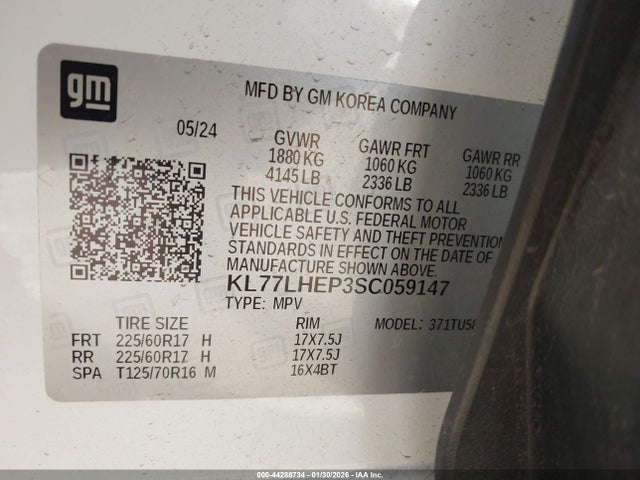 KL77LHEP3SC059147 Chevrolet Trax Fwd Lt