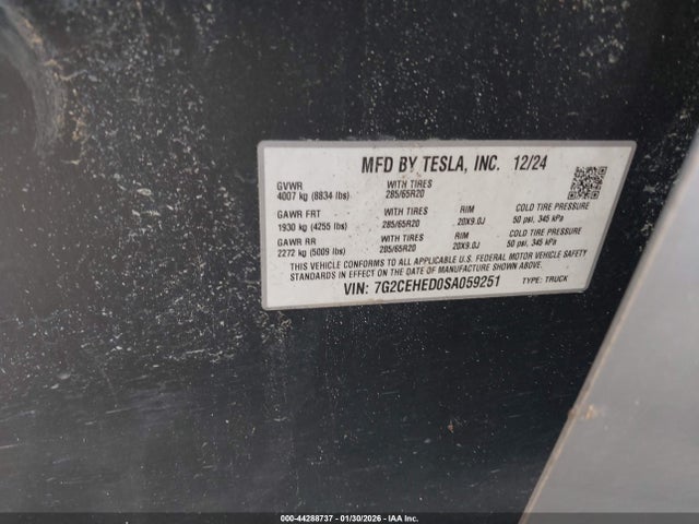 Aukcja sprzedaży 2025 Tesla Cybertruck All-wheel Drive, vin: 7G2CEHED0SA059251, numer aukcji: 44288737