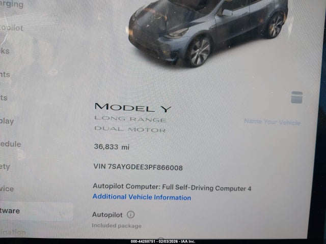 Продажа на аукционе авто 2023 Tesla Model Y Awd/long Range Dual Motor All-wheel Drive, vin: 7SAYGDEE3PF866008, номер лота: 44288751