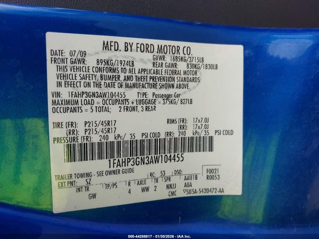 2010 FORD FOCUS 1FAHP3GN3AW104455 Photo 8