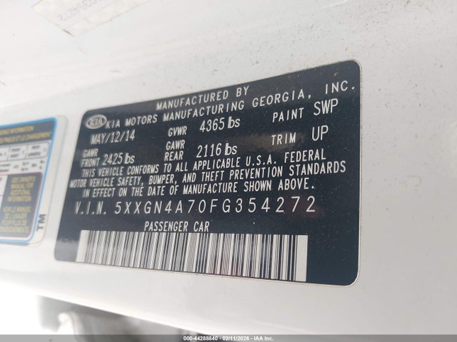5XXGN4A70FG354272 KIA OPTIMA EX