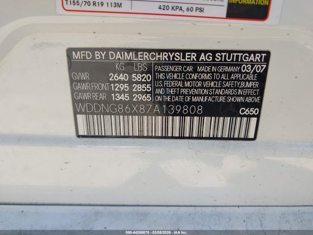 2007 MERCEDES-BENZ S 550 WDDNG86X87A139808 Photo 8