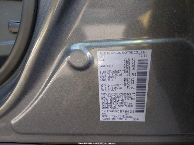 5N1AT2MT6FC876425 Nissan ROGUE SV