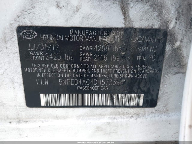 2013 HYUNDAI SONATA 5NPEB4AC4DH573394 Photo 8