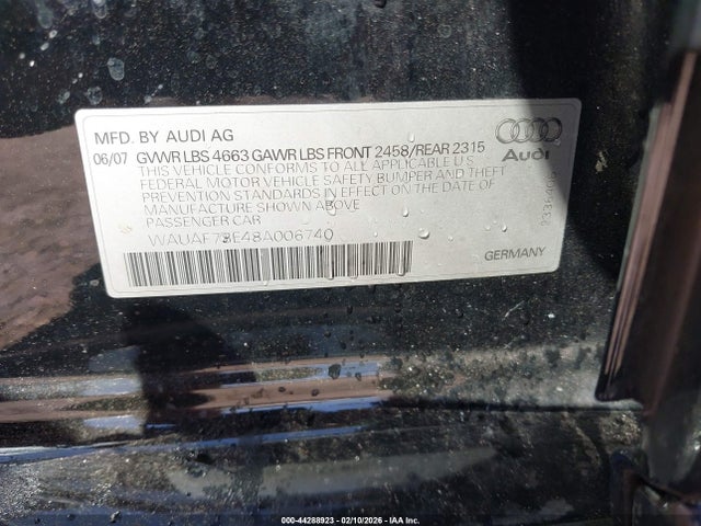 2008 AUDI A4 WAUAF78E48A006740 Photo 8