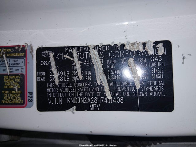 Aukcja sprzedaży 2017 Kia Soul, vin: KNDJN2A28H7411408, numer aukcji: 44288982