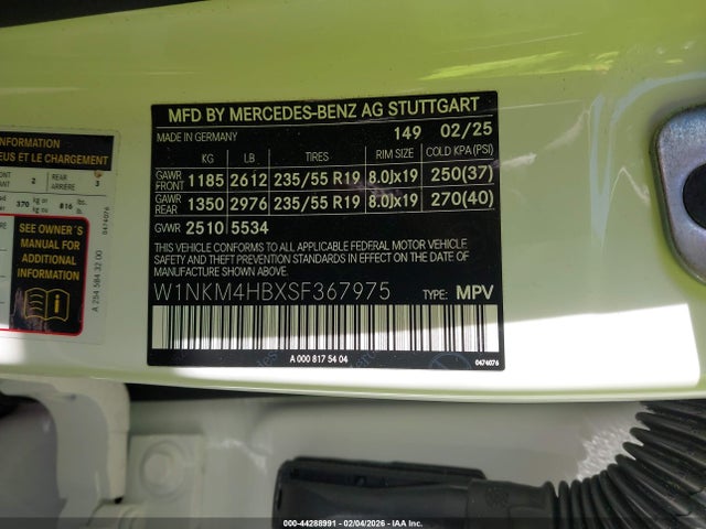 Aukcja sprzedaży 2025 Mercedes-benz Glc 300 4matic Suv, vin: W1NKM4HBXSF367975, numer aukcji: 44288991