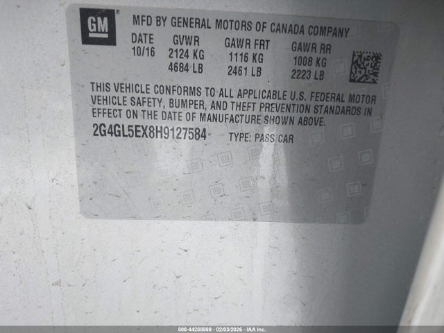 44288999 :رقم المزاد ، 2G4GL5EX8H9127584 vin ، 2017 Buick Regal Turbo Sport Touring مزاد بيع