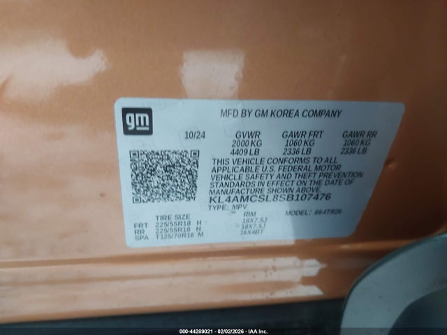Aukcja sprzedaży 2025 Buick Encore Gx Preferred Awd, vin: KL4AMCSL8SB107476, numer aukcji: 44289021
