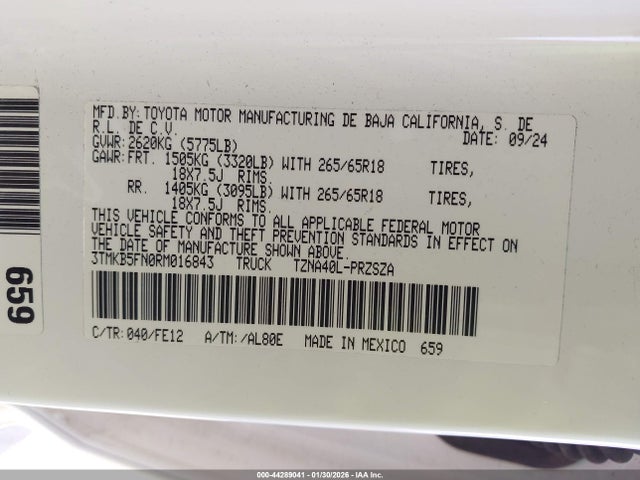 3TMKB5FN0RM016843 Toyota Tacoma Trd Sport 2wd