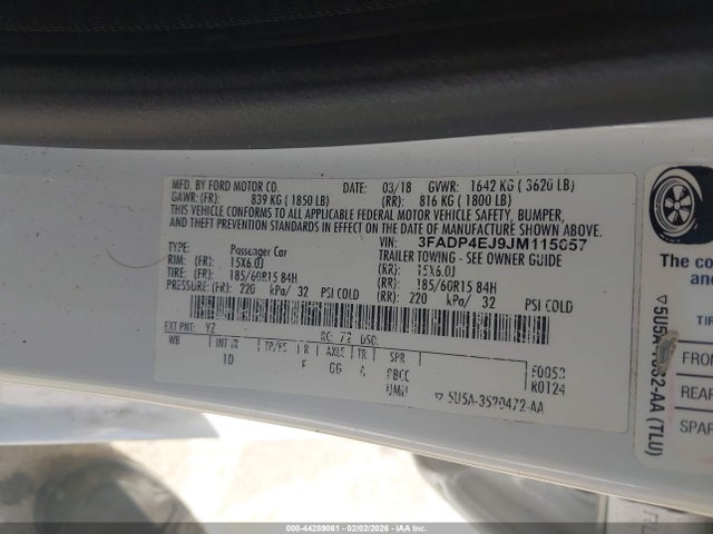 Ford FIESTA SE 2018 3FADP4EJ9JM115657 Image 9