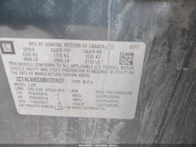 2011 GMC TERRAIN 2CTALWEC8B6335829 Photo 8