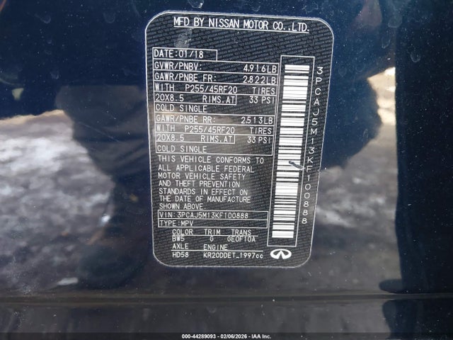 2019 Infiniti Qx50 Essential მანქანა იყიდება აუქციონზე, vin: 3PCAJ5M13KF100888, აუქციონის ნომერი: 44289093