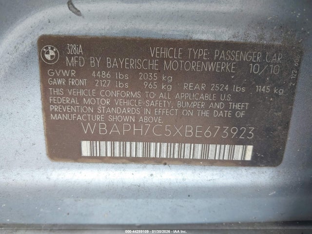 2011 BMW 328I WBAPH7C5XBE673923 Photo 8