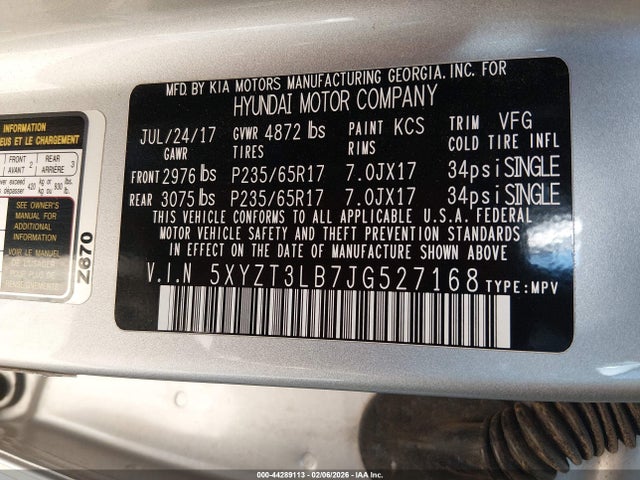 5XYZT3LB7JG527168 Hyundai Santa Fe Sport 2.4l