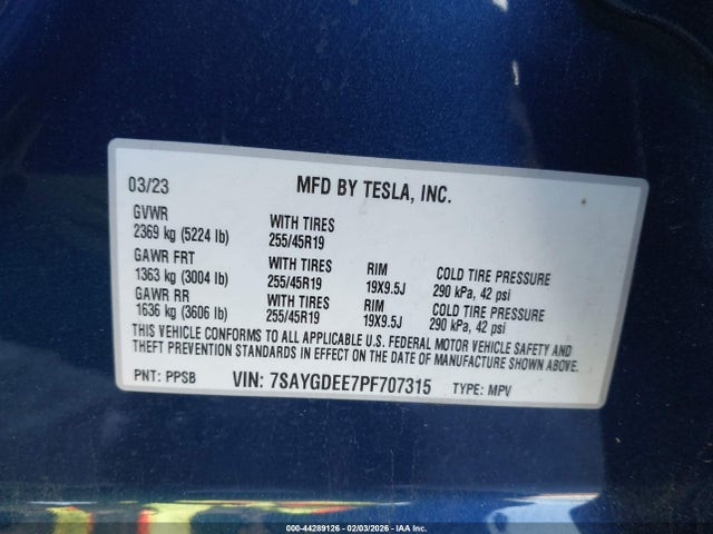 2023 TESLA MODEL Y 7SAYGDEE7PF707315 Photo 8