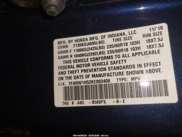 2019 HONDA CR-V 7FARW1H52KE003406 Photo 8